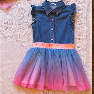 Girls' Denim and Pink Ombre Dress